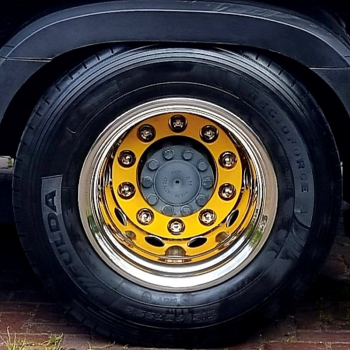 RVS wielring 22,5 inch staal - wielring open voor vrachtwagen wiel met 10 bout gaten - geschikt voor stalen velg