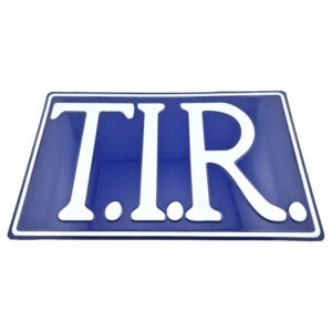 T.I.R. bord BLAUW met letters WIT