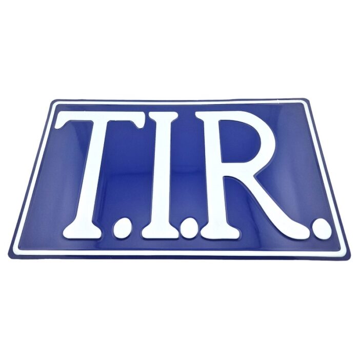 T.I.R. bord BLAUW met letters WIT