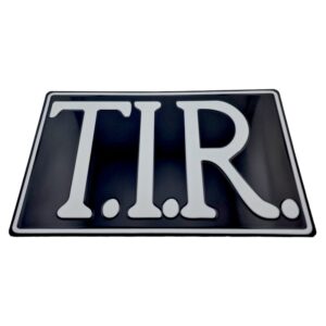 T.I.R. bord ZWART met letters WIT