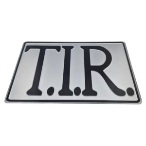 T.I.R. bord ZILVER met letters ZWART