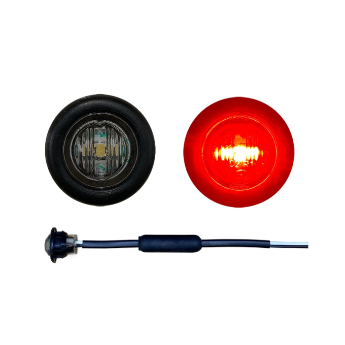 NEDKING LED markeringslamp 28mm ROOD met DONKER / SMOKE glas - voor truck en trailer - EAN: 6090541653685