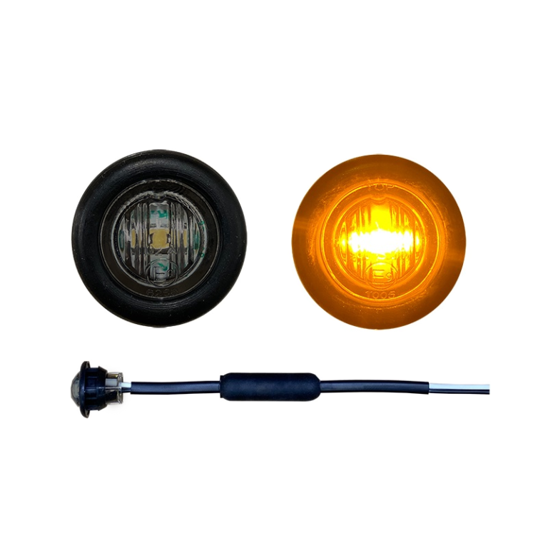 NEDKING LED Begrenzungsleuchte 28mm ORANGE mit DUNKLEM / SMOKE Glas - für LKW und Trailer - EAN: 6090539214201