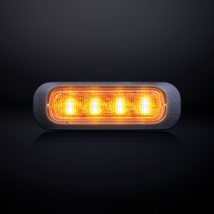 Strands Dark Knight 4 LED flitser ORANJE met donker / smoke glas - LED strobe met ECE R65 keurmerk - Strands 850402 - EAN: 7350133813514
