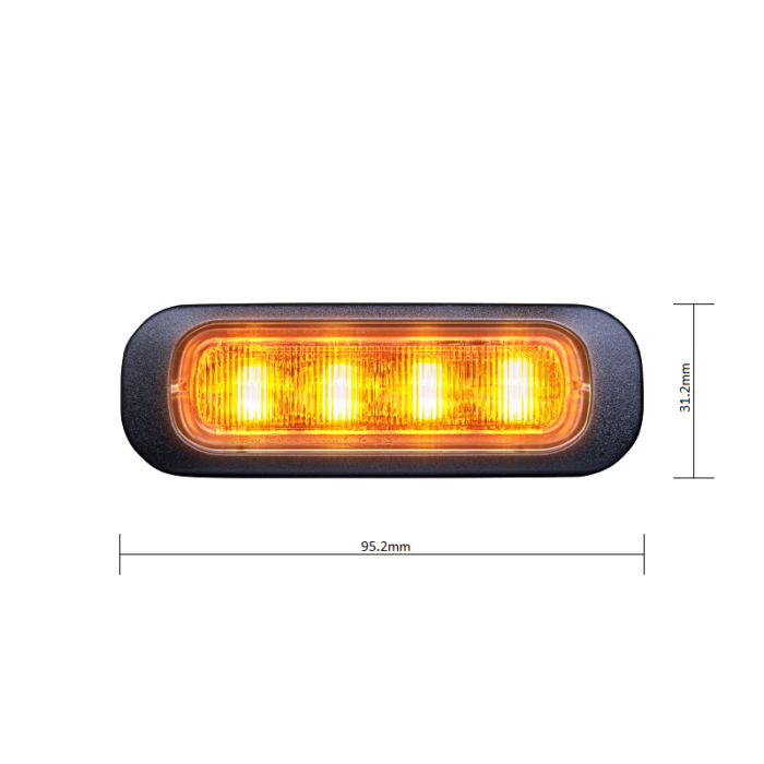Strands Dark Knight 4 LED flitser ORANJE met donker / smoke glas - LED strobe met ECE R65 keurmerk - Strands 850402 - EAN: 7350133813514