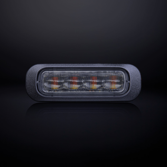 Strands Dark Knight 4 LED flitser ORANJE met donker / smoke glas - LED strobe met ECE R65 keurmerk - Strands 850402 - EAN: 7350133813514