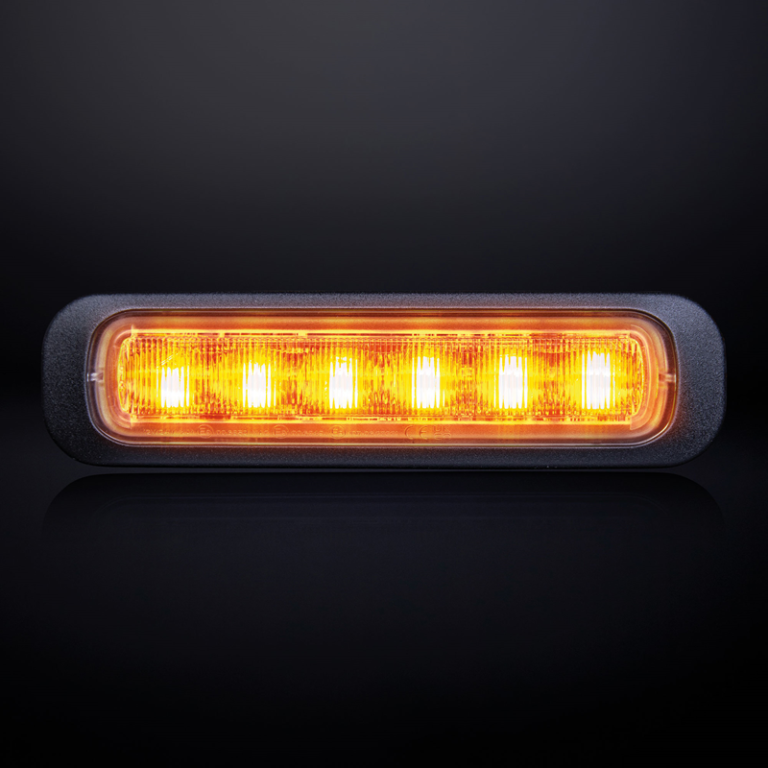 Strands Dark Knight 6 LED Blitz ORANGE mit klarem Glas - LED Strobe mit ECE R65 Prüfzeichen - Strands 850403 - EAN: 7350133813521