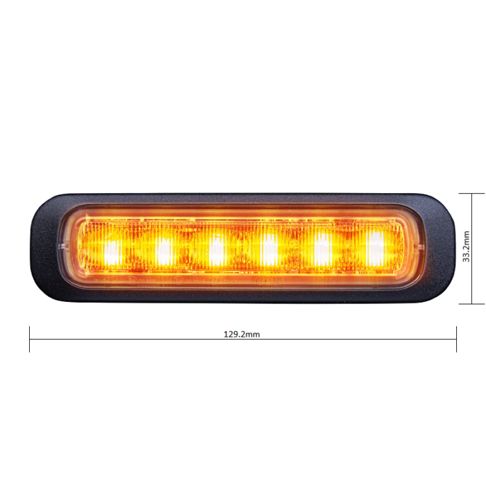 Strands Dark Knight 6 LED flitser ORANJE met helder glas - LED strobe met ECE R65 keurmerk - - Strands 850403 - EAN: 7350133813521