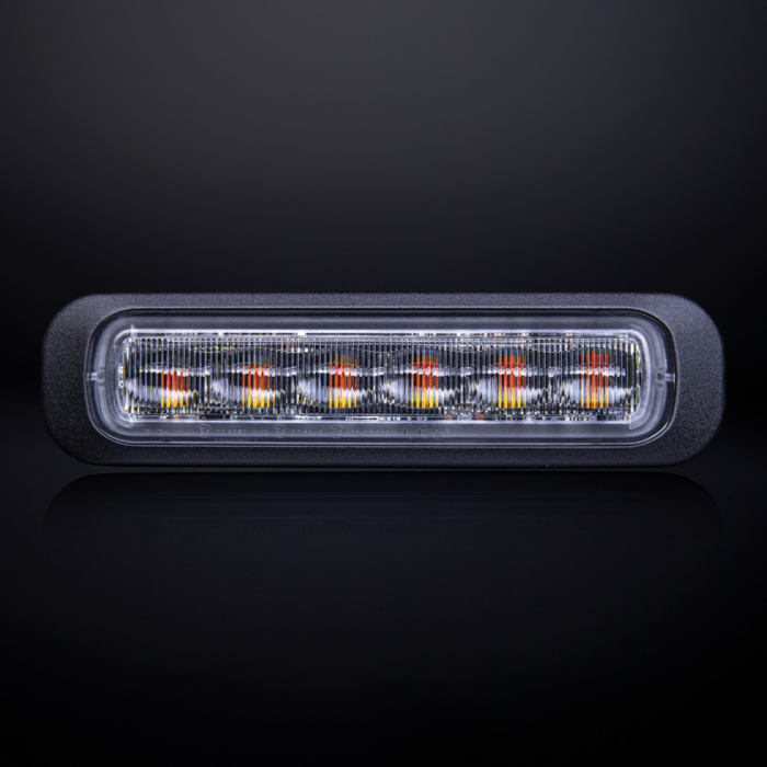 Strands Dark Knight 6 LED flitser ORANJE met helder glas - LED strobe met ECE R65 keurmerk - - Strands 850403 - EAN: 7350133813521