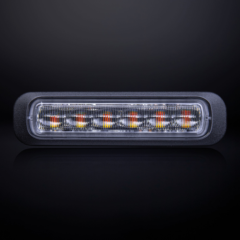 Strands Dark Knight 6 LED Blitz ORANGE mit klarem Glas - LED Strobe mit ECE R65 Prüfzeichen - Strands 850403 - EAN: 7350133813521
