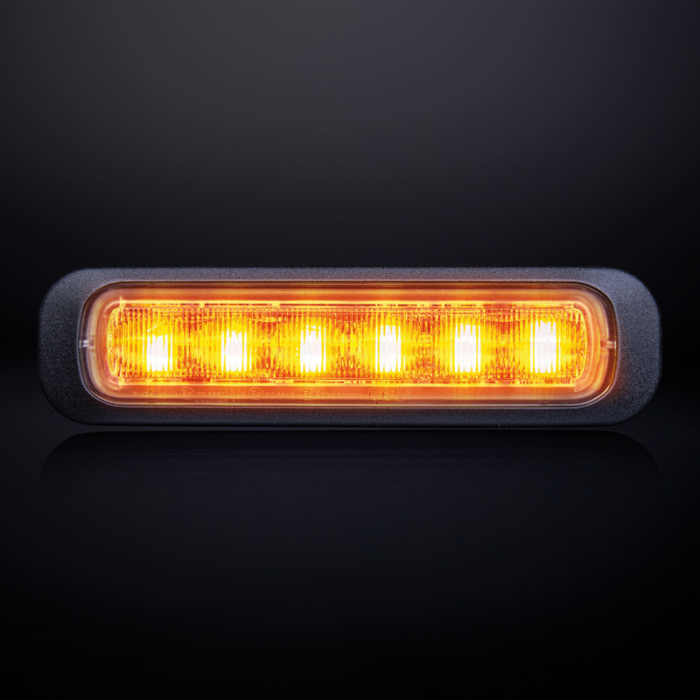 Strands Dark Knight 6 LED flitser ORANJE met donker / smoke glas - LED strobe met ECE R65 keurmerk - - Strands 850404 - EAN: 7350133813538