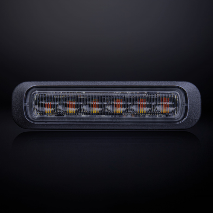 Strands Dark Knight 6 LED flitser ORANJE met donker / smoke glas - LED strobe met ECE R65 keurmerk - - Strands 850404 - EAN: 7350133813538
