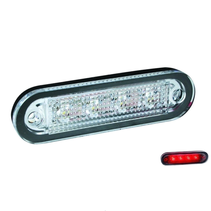 C2-98 markeringslamp ROOD - AEB LED markeringslamp wit met helder glas - ECE R7 keurmerk - voor 12 & 24 volt gebruik - EAN: 5414184550575