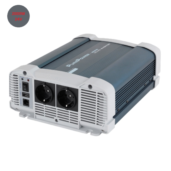Purepower sinus omvormer 2000w - 24v - omvormer die geschikt is voor 24 volt gebruik - vrachtwagen, camper, boot of ander soort voer of vaartuig dat een 24 volt aansluiting heeft - word geleverd incl. aansluitmateriaal en handleiding