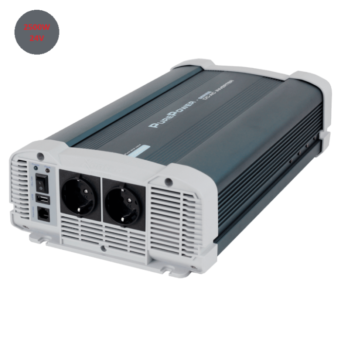 Purepower sinus omvormer 2500w - 24v - omvormer die geschikt is voor 24 volt gebruik - vrachtwagen, camper, boot of ander soort voer of vaartuig dat een 24 volt aansluiting heeft - word geleverd incl. aansluitmateriaal en handleiding