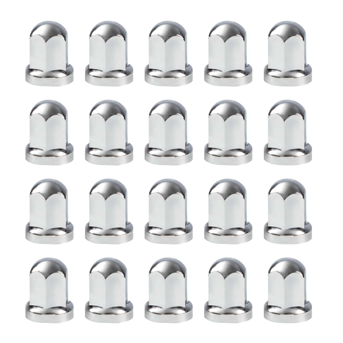Kunststof wielmoerdoppen 33mm - 55mm hoog - wielaccessoire die geschikt is voor een Scania, Volvo en Renault vrachtwagen - chrome accessoire voor de wielen - EAN: 7323030169077