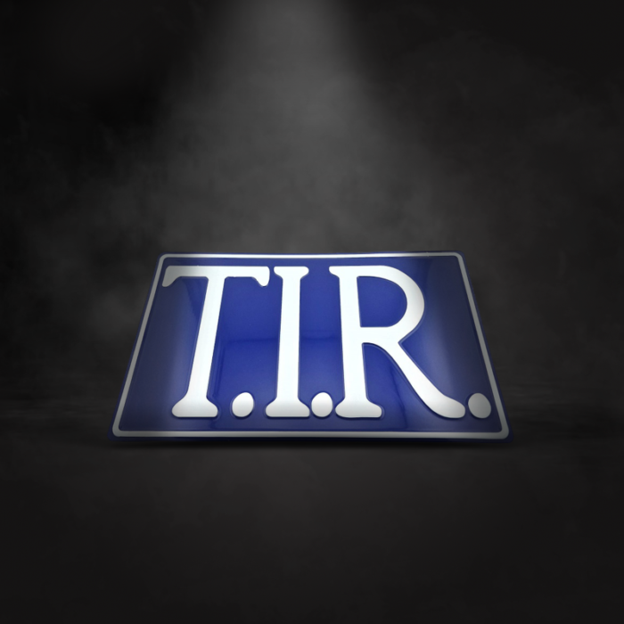 T.I.R. bord BLAUW / WIT – 40x25cm