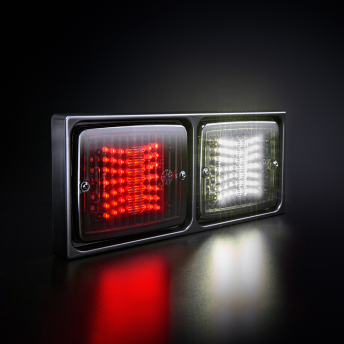 Strands IZE frame DUBBEL horizontaal - geschikt voor IZE LED / HELLA en LEDON lampen - eenvoudige montage met 8 bouten - OPBOUWFRAME DEENSE ACHTERBUMPER - Strands 800637 - EAN: 7323030190118