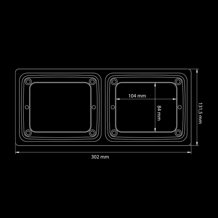 Strands IZE frame DUBBEL horizontaal - geschikt voor IZE LED / HELLA en LEDON lampen - eenvoudige montage met 8 bouten - OPBOUWFRAME DEENSE ACHTERBUMPER - Strands 800637 - EAN: 7323030190118