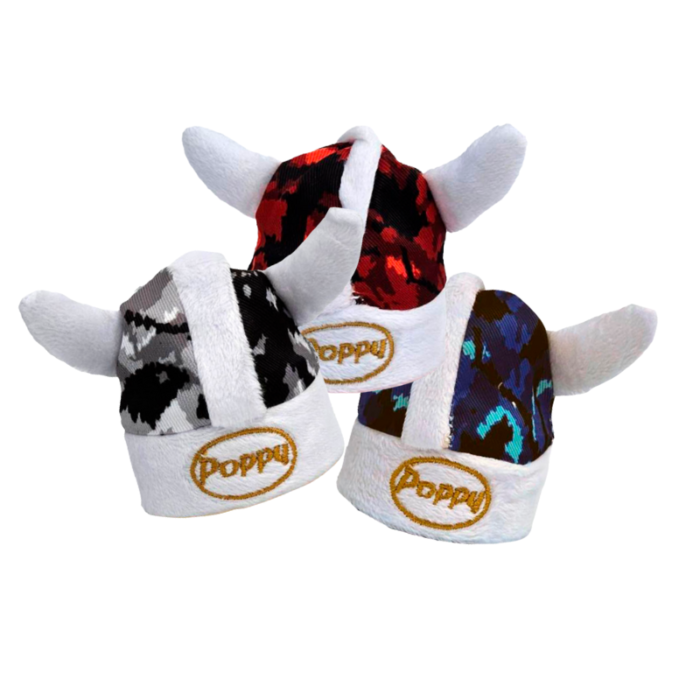 Poppy Viking hat GRIJS - Deens pluche - blikvanger op je dashboard - geschikt voor Poppy Grace Mate