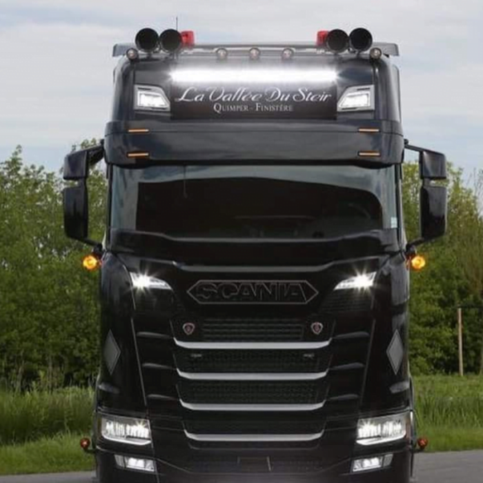 Hella Pablo spiegellamp gemonteerd op Scania Next Gen - Spaanse pinker met LED
