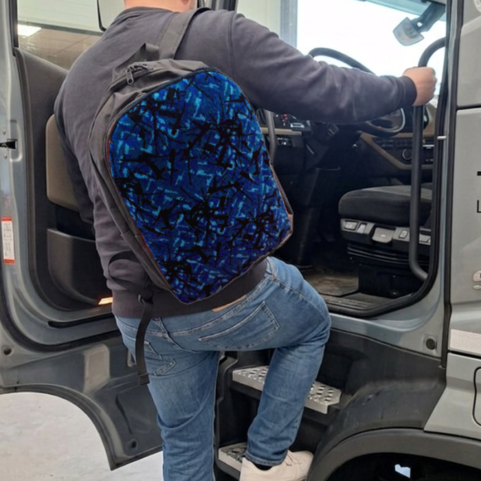 Rugzak Deens Design - BLAUW - oldskool look - rugzak met echt Deens Pluche - verstelbaar -speciaal voor liefhebbers van Deens Pluche - Nedking