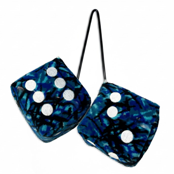 Dobbelstenen Deens Design - BLAUW - oldskool look - spiegel dobbelstenen - speciaal voor liefhebbers van Deens Pluche - Nedking